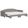 Lit de jour avec gigogne et matelas taupe 80x200 cm tissu 