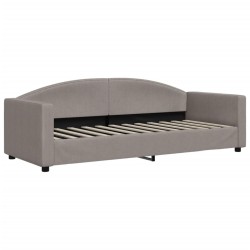 Lit de jour avec gigogne et matelas taupe 80x200 cm tissu 