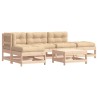 Salon de jardin 6 pcs avec coussins bois massif 