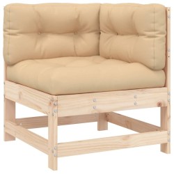 Salon de jardin 6 pcs avec coussins bois massif 