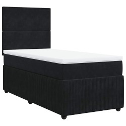 Sommier à lattes de lit avec matelas Noir 90x190 cm Velours 