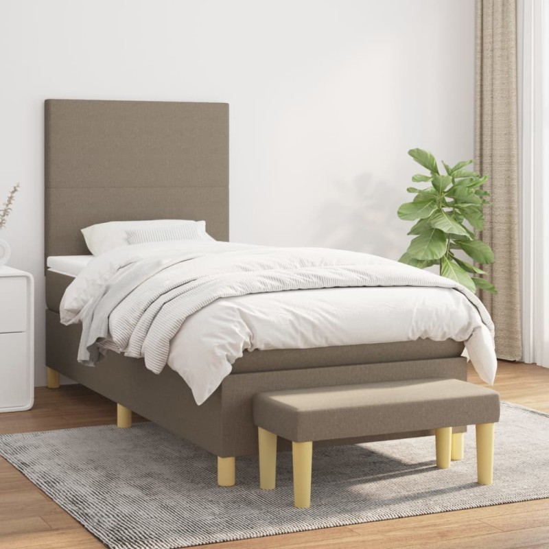 Sommier à lattes de lit avec matelas Taupe 80x200 cm Tissu 