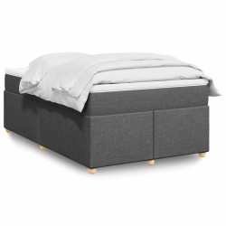 Sommier à lattes de lit avec matelas gris foncé 120x190cm tissu 