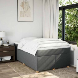 Sommier à lattes de lit avec matelas gris foncé 120x190cm tissu 