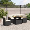 Salon de jardin 6 pcs avec coussins noir résine tressée 