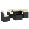 Salon de jardin 6 pcs avec coussins noir résine tressée 