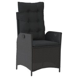 Ensemble à manger de jardin avec coussins 3 pcs Noir 