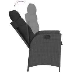 Ensemble à manger de jardin avec coussins 3 pcs Noir 