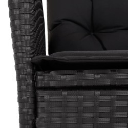 Ensemble à manger de jardin avec coussins 3 pcs Noir 