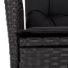 Ensemble à manger de jardin avec coussins 3 pcs Noir 