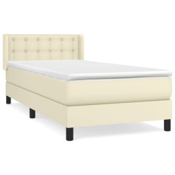 Sommier à lattes de lit avec matelas Crème 100x200cm Similicuir 