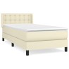 Sommier à lattes de lit avec matelas Crème 100x200cm Similicuir 
