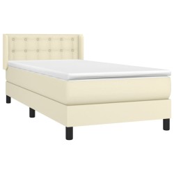 Sommier à lattes de lit avec matelas Crème 100x200cm Similicuir 