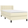 Sommier à lattes de lit avec matelas Crème 100x200cm Similicuir 