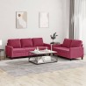 Ensemble de canapés 2 pcs avec coussins Rouge bordeaux Velours 