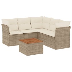 Salon de jardin avec coussins 6 pcs beige résine tressée 