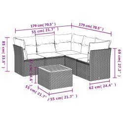 Salon de jardin avec coussins 6 pcs beige résine tressée 