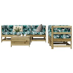 Salon de jardin 6 pcs bois de pin imprégné 
