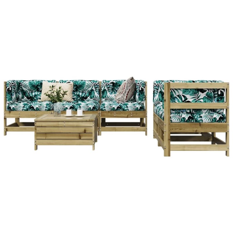 Salon de jardin 6 pcs bois de pin imprégné 