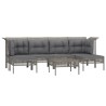Salon de jardin 7 pcs avec coussins Gris Résine tressée 