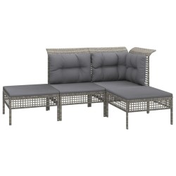 Salon de jardin 7 pcs avec coussins Gris Résine tressée 