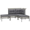 Salon de jardin 7 pcs avec coussins Gris Résine tressée 
