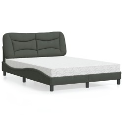 Lit avec matelas gris foncé 140x190 cm tissu 
