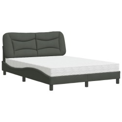 Lit avec matelas gris foncé 140x190 cm tissu 