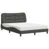 Lit avec matelas gris foncé 140x190 cm tissu 