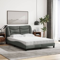 Lit avec matelas gris foncé 140x190 cm tissu 
