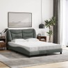 Lit avec matelas gris foncé 140x190 cm tissu 