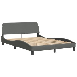 Lit avec matelas gris foncé 140x190 cm tissu 