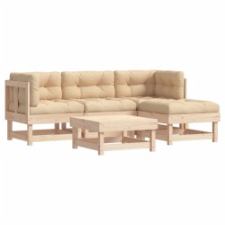 Salon de jardin 5 pcs avec coussins bois massif 