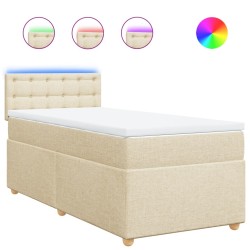 Sommier à lattes de lit avec matelas Crème 90x200 cm Tissu 