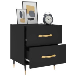Table de chevet noir 40x35x47,5 cm bois d’ingénierie 