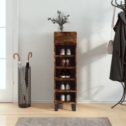Meuble à chaussures chêne fumé 30x35x105 cm bois d'ingénierie 
