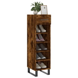 Meuble à chaussures chêne fumé 30x35x105 cm bois d'ingénierie 