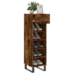 Meuble à chaussures chêne fumé 30x35x105 cm bois d'ingénierie 