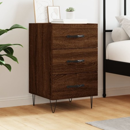 Table de chevet chêne marron 40x40x66 cm bois d'ingénierie 