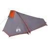 Tente de camping tunnel 1 personne gris et orange imperméable 
