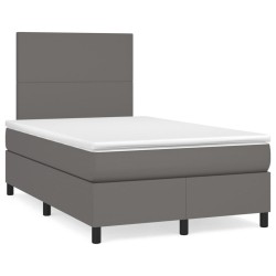 Sommier à lattes de lit avec matelas gris 120x190 cm similicuir 