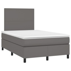 Sommier à lattes de lit avec matelas gris 120x190 cm similicuir 