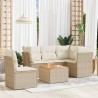 Salon de jardin avec coussins 6 pcs beige résine tressée 