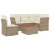 Salon de jardin avec coussins 6 pcs beige résine tressée 