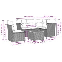 Salon de jardin avec coussins 6 pcs beige résine tressée 