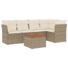 Salon de jardin avec coussins 6 pcs beige résine tressée 