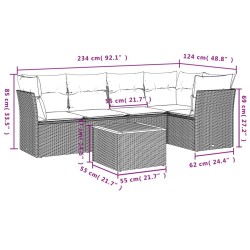 Salon de jardin avec coussins 6 pcs beige résine tressée 