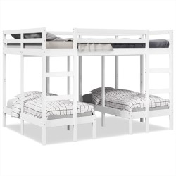 Lit superposé triple blanc 140x200/70x140 cm bois de pin massif 