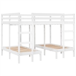 Lit superposé triple blanc 140x200/70x140 cm bois de pin massif 