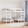 Lit superposé triple blanc 140x200/70x140 cm bois de pin massif 